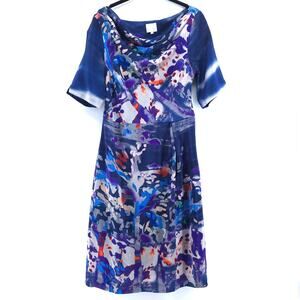 Vtg Antrho Coquille Silk Japonica Sheath Artsy Abstract Watercolor Knee Dress 6